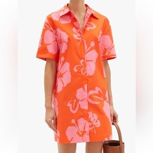 Staud Hibiscus Print Shirt Dress